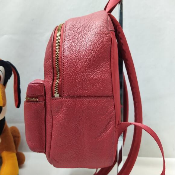 Coach Mini Charlie Red Pebbled Leather Front Pocket Zipper Closure Backpack - Picture 6 of 16